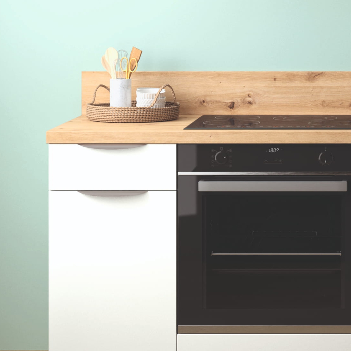 Cuisine complète Blanc mat 220 cm - Avec Plan de travail