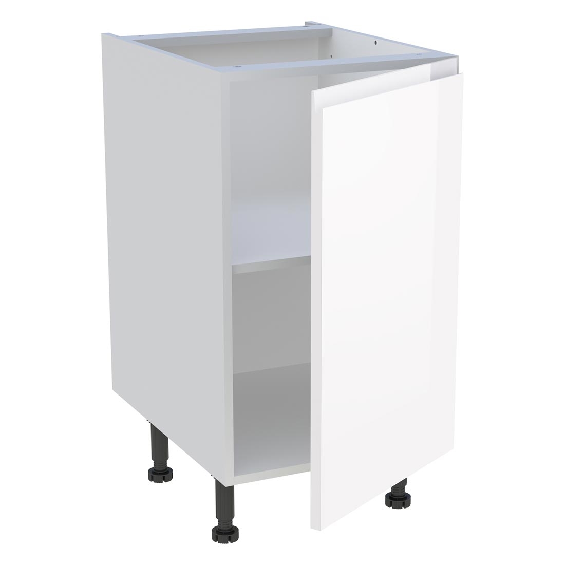 Meuble bas cuisine 1 porte H. 87 cm x L. 45 cm - Blanc brillant sans poignée
