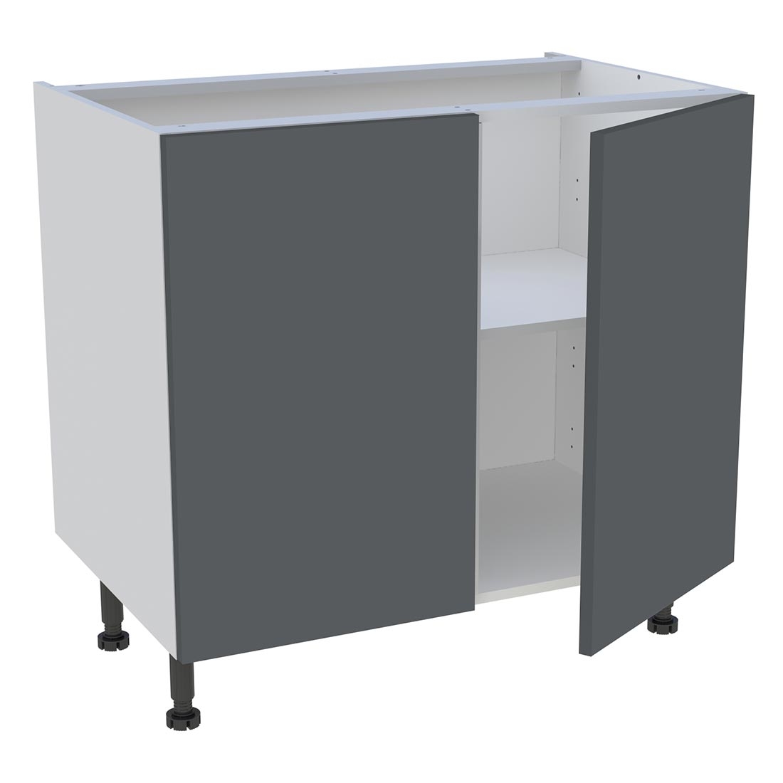 Meuble bas cuisine 2 portes H. 87 cm x L. 90 cm - Gris ardoise mat