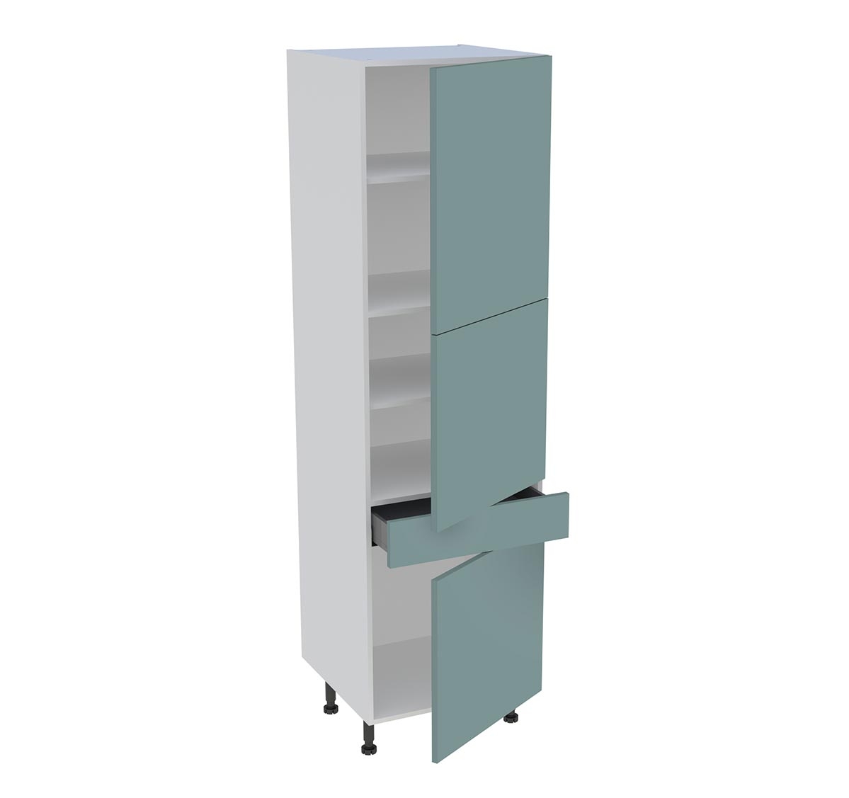 Colonne cuisine 3 portes, 1 tiroir H. 216,6 cm x L. 60 cm - Vert opale mat
