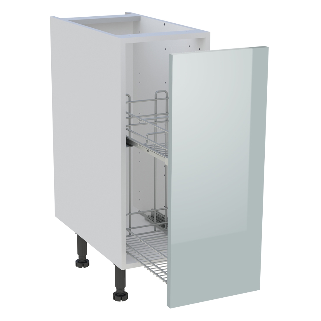 Meuble bas cuisine 1 coffre H. 87 cm x L. 30 cm - Gris cendre brillant