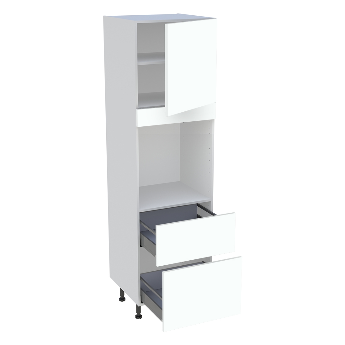 Colonne cuisine 1 porte, 2 casseroliers H. 216,6 cm x L. 60 cm - CF1P2C60 - Blanc chaud mat