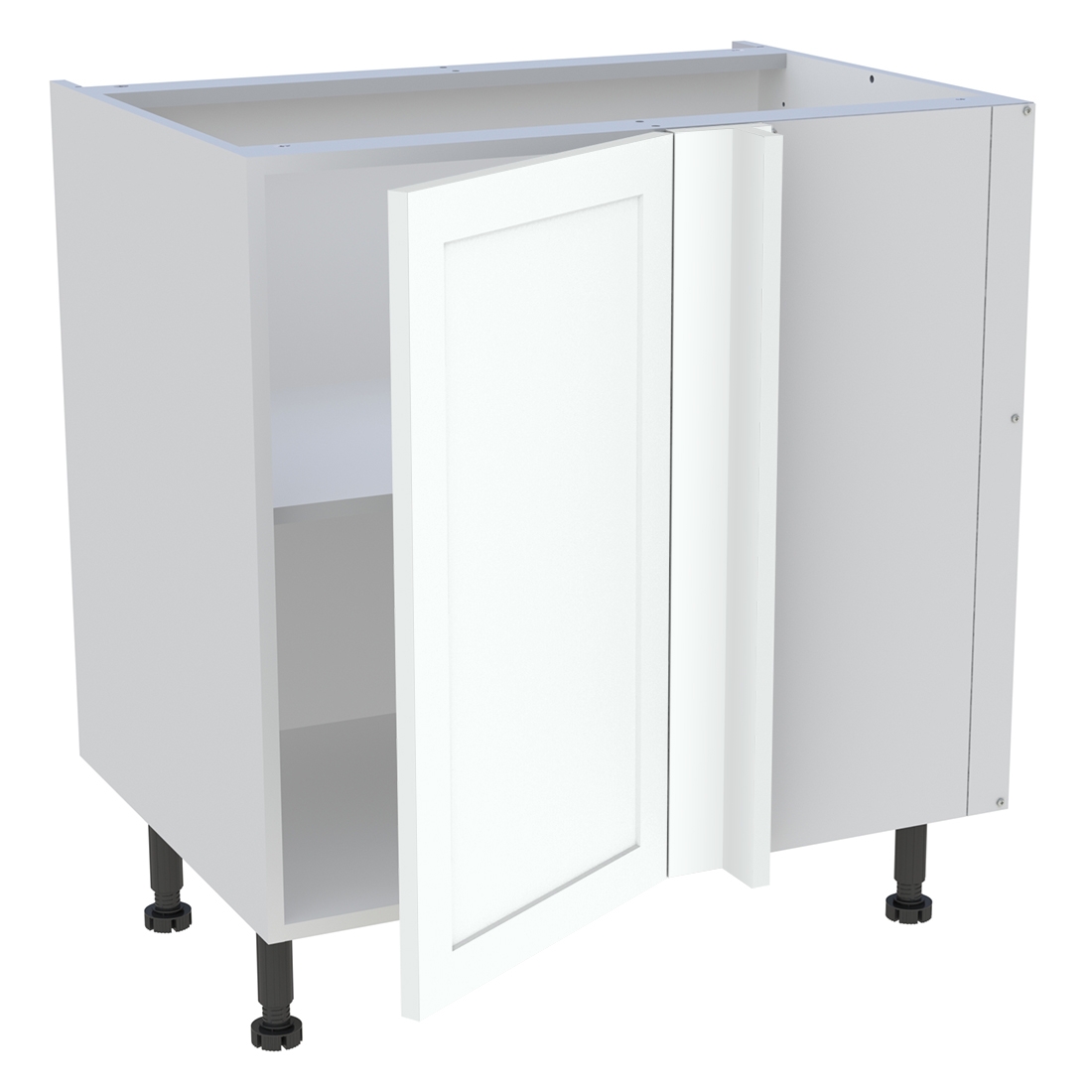 Meuble bas d'angle cuisine 1 porte H. 87 cm x L. 80 cm - Blanc cadre