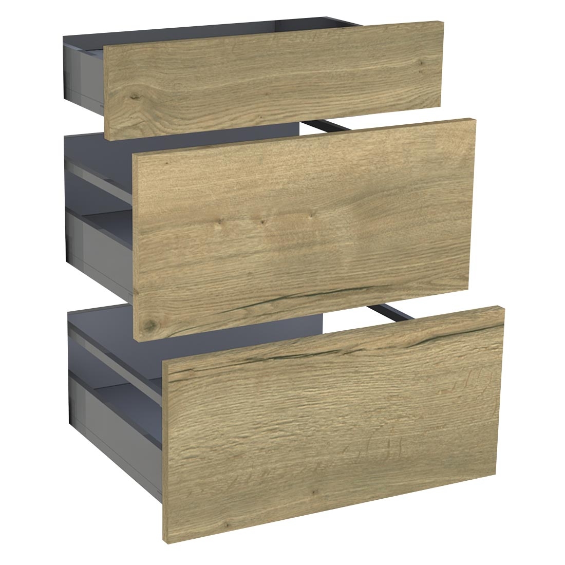 Kit façade meuble cuisine Chêne Structuré 1 tiroir, 2 casseroliers H. 71,7 cm L. 59,7 cm