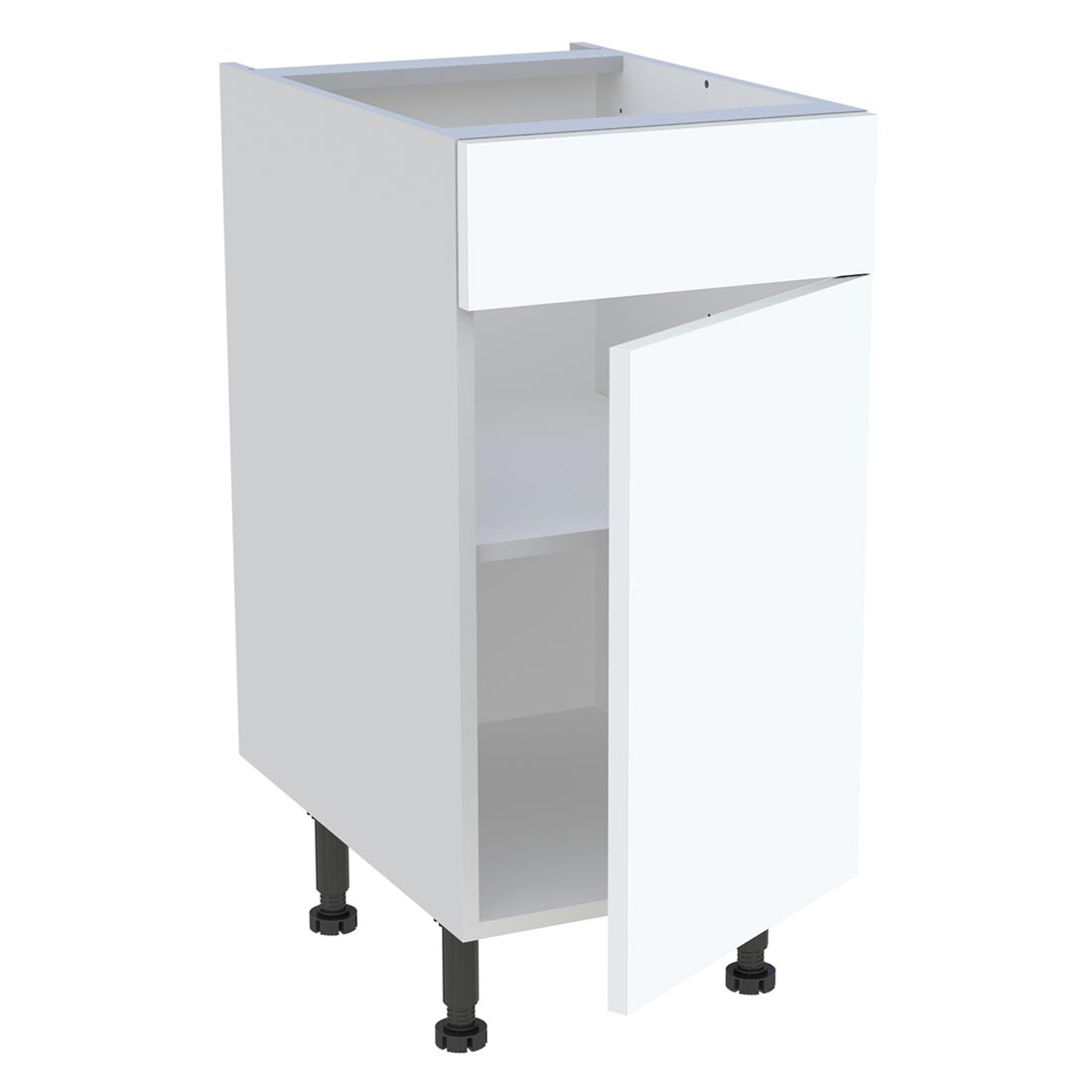 Meuble bas cuisine 1 porte, 1 faux tiroir H. 87 cm x L. 40 cm - Blanc mat