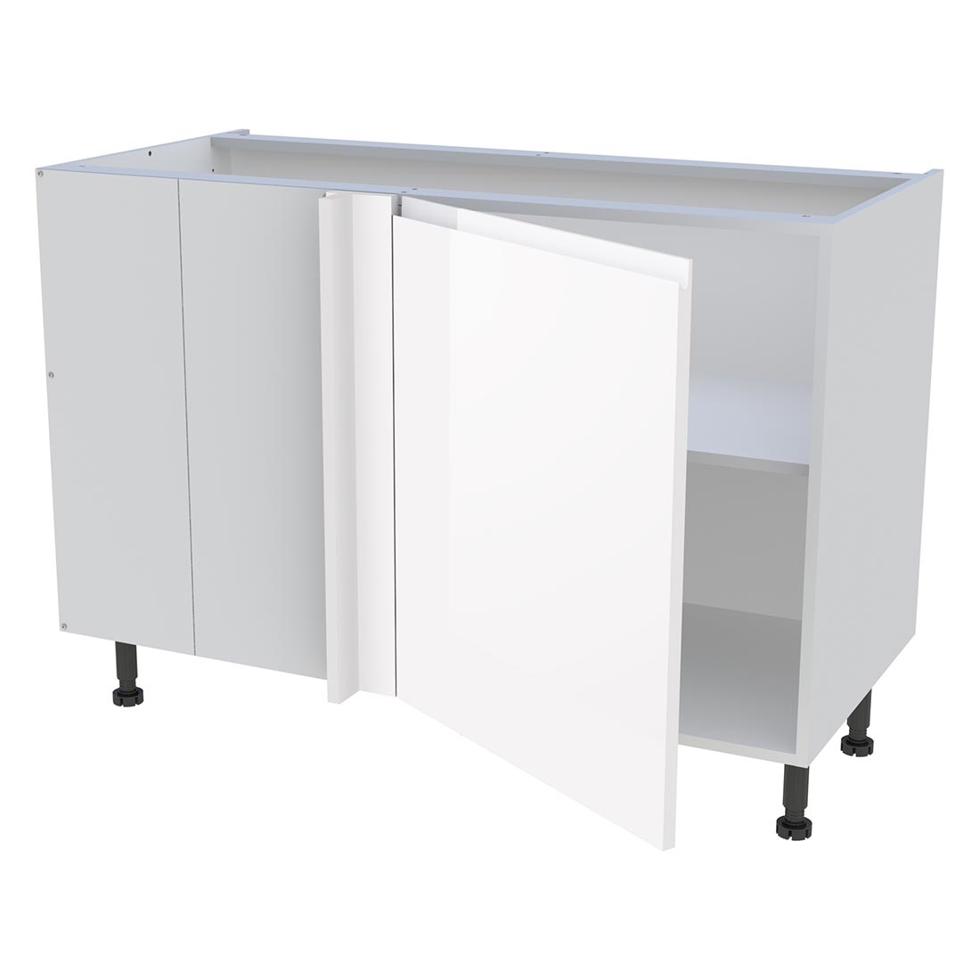 Meuble bas d'angle cuisine 1 porte H. 87 cm x L. 120 cm - Blanc brillant sans poignée