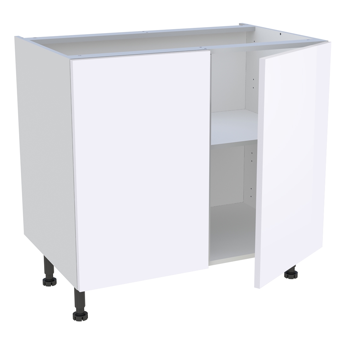 Meuble bas cuisine 2 portes H. 87 cm x L. 90 cm - Blanc brillant