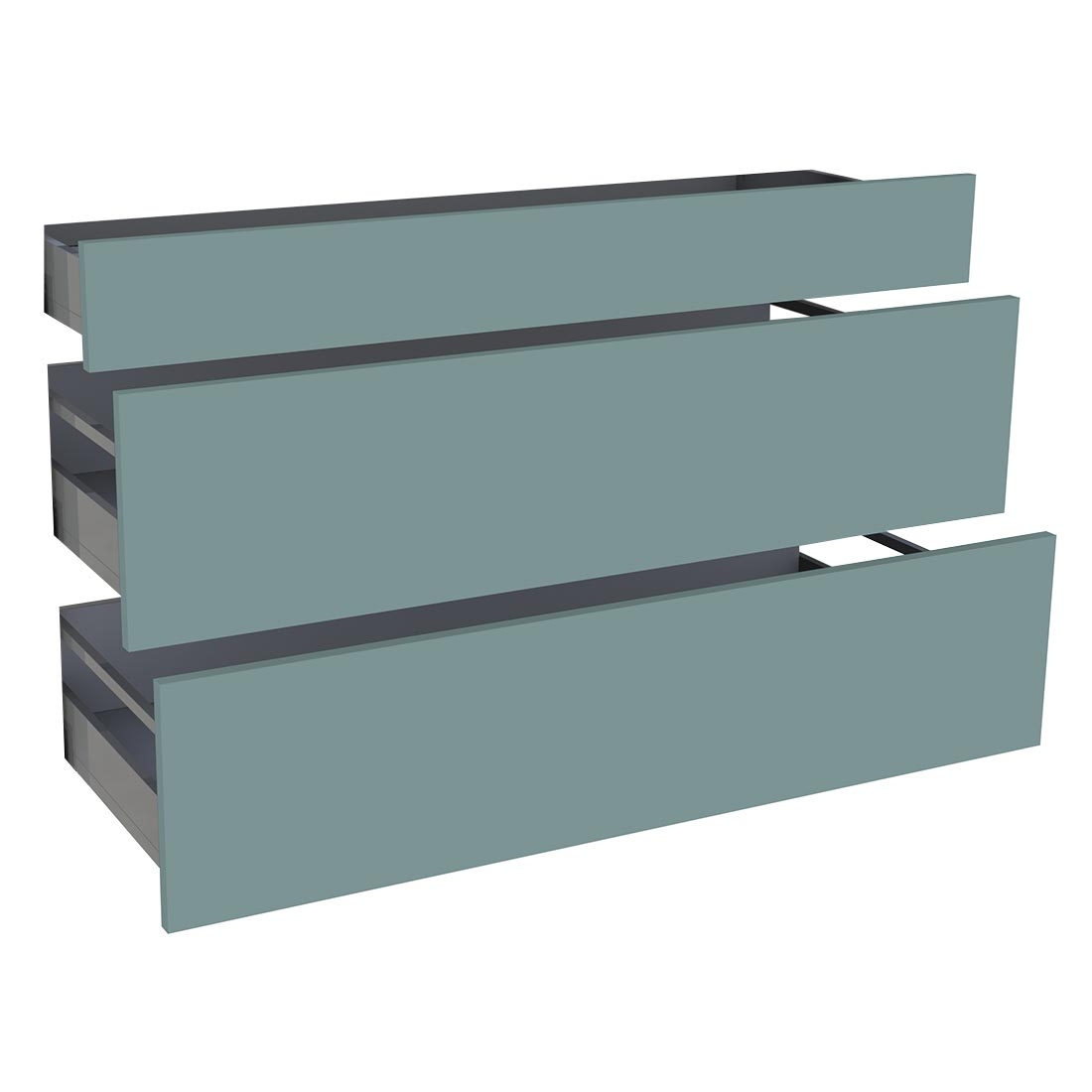 Kit façade meuble cuisine Vert Opale Mat 1 tiroir, 2 casseroliers H. 71,7 cm L. 119,7 cm