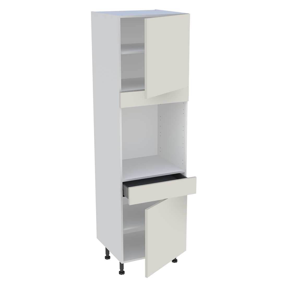 Colonne cuisine 2 portes, 1 tiroir H. 216,6 cm x L. 60 cm - Lin mat