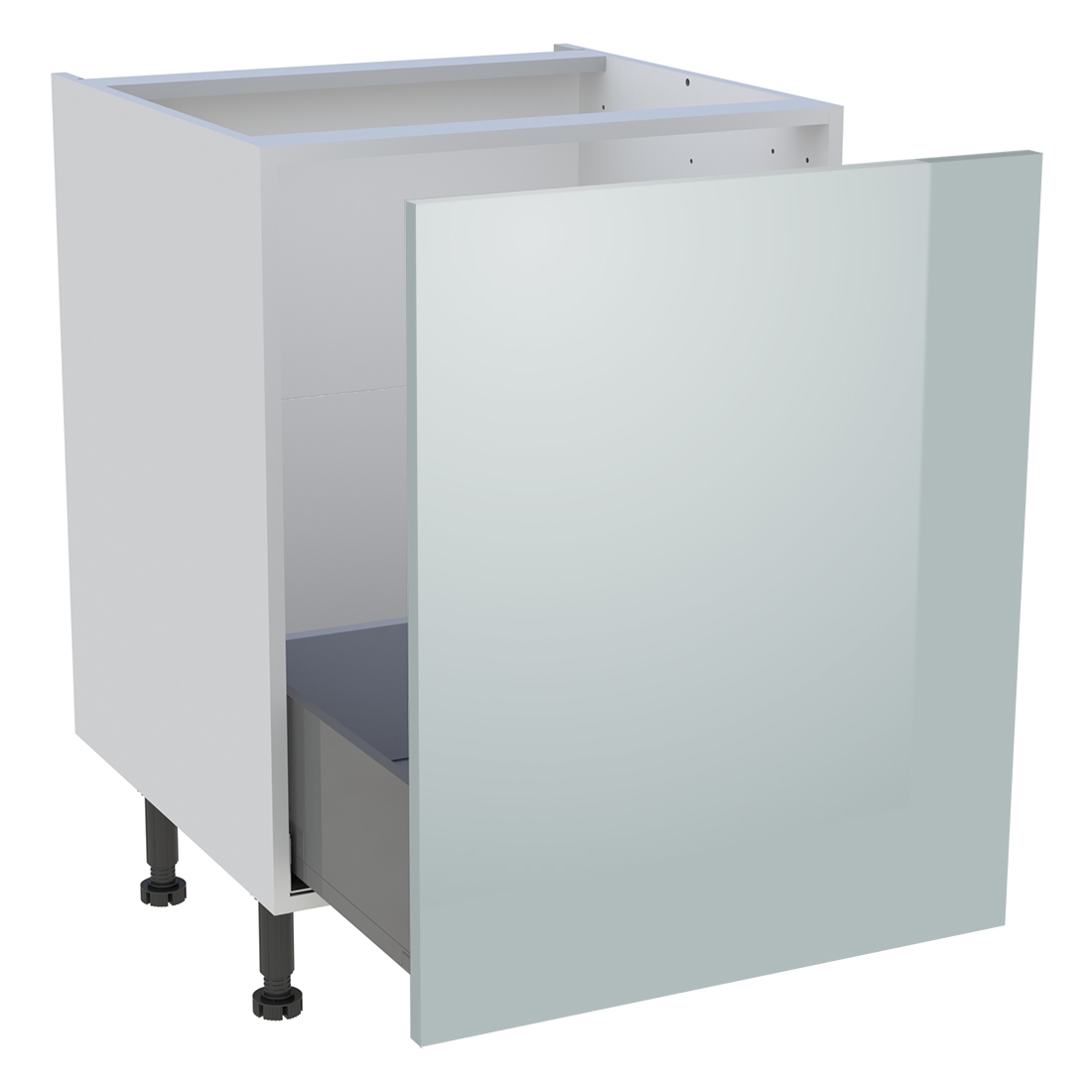 Meuble bas cuisine 1 coulissant H. 87 cm x L. 60 cm - Gris cendre brillant
