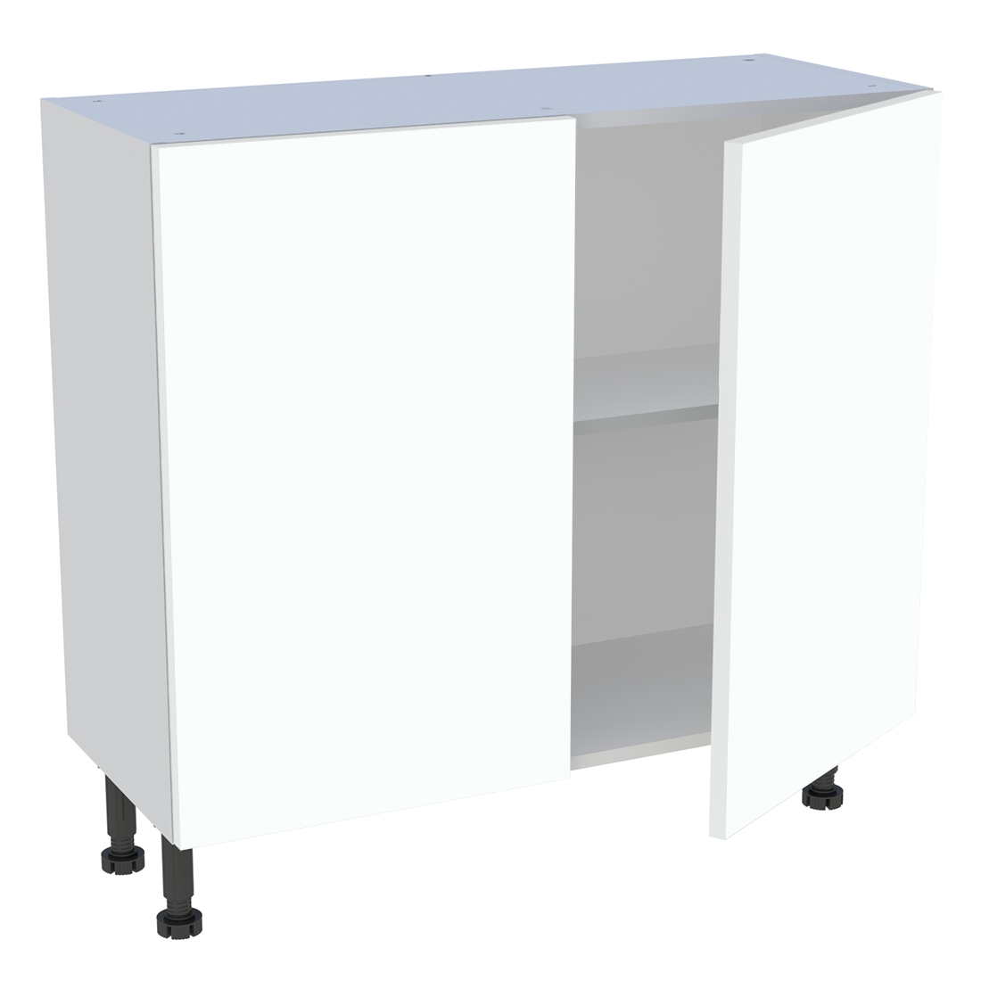 Meuble bas cuisine 2 portes H. 87 cm x L. 90 cm x P. 36,9 cm - Blanc chaud mat