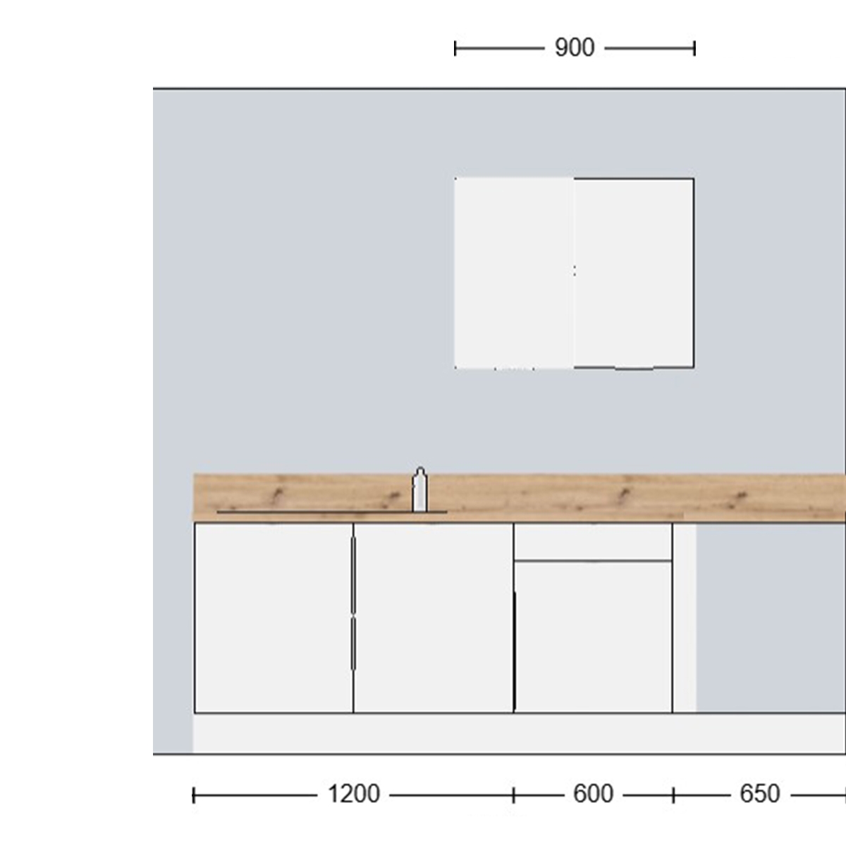 Cuisine complète en angle four à droite Noyer et Blanc mat 280 cm 