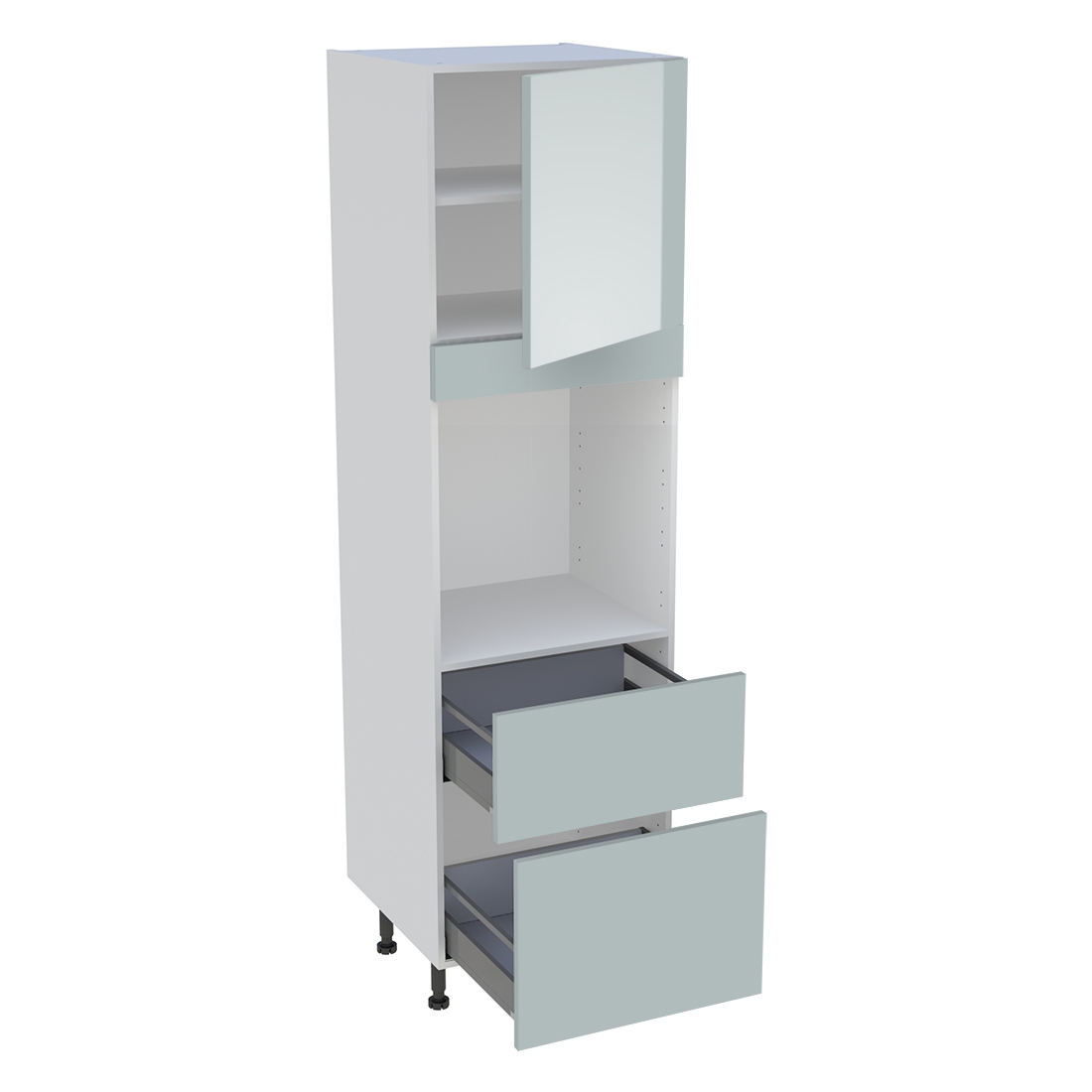 Colonne cuisine 1 porte, 2 casseroliers H. 216,6 cm x L. 60 cm - CF1P2C60 - Gris cendre brillant