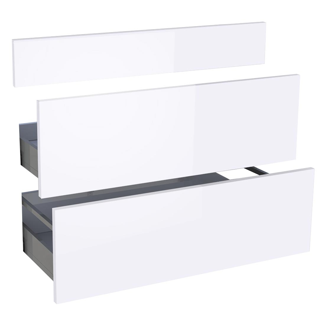 Kit façade meuble cuisine Blanc Brillant 1 faux tiroir, 2 casseroliers H. 71,7 cm L. 89,7 cm