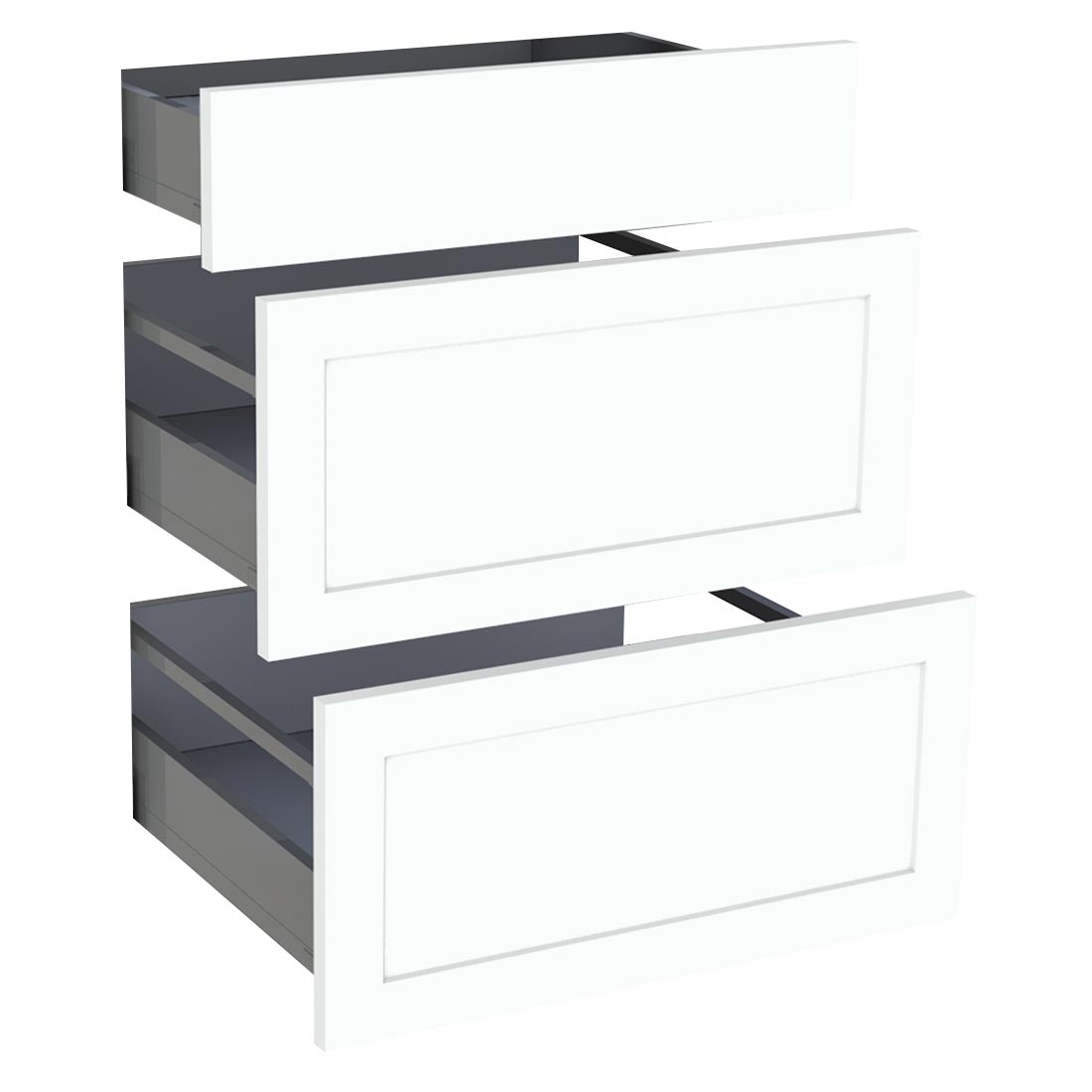 Kit façade meuble cuisine Blanc Cadre 1 tiroir, 2 casseroliers H. 71,7 cm L. 59,7 cm