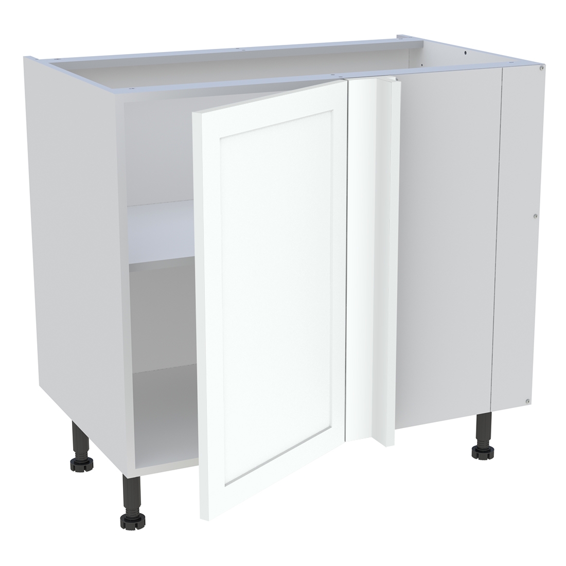 Meuble bas d'angle cuisine 1 porte H. 87 cm x L. 90 cm - Blanc cadre