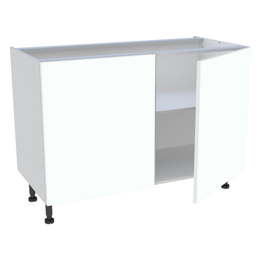 Meuble bas cuisine 2 portes H. 87 cm x L. 120 cm - Blanc chaud mat