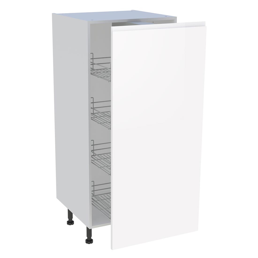 Demi colonne cuisine 1 porte H. 129,6 cm x L. 60 cm - Blanc brillant sans poignée