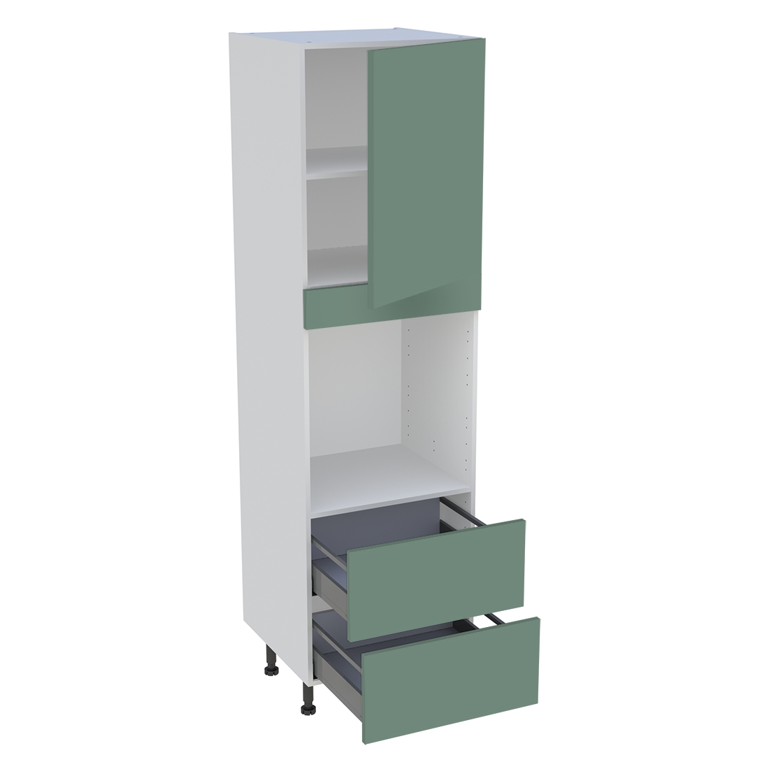 Colonne cuisine 1 porte, 2 casseroliers H. 216,6 cm x L. 60 cm - CF2C1P - Vert sauge mat