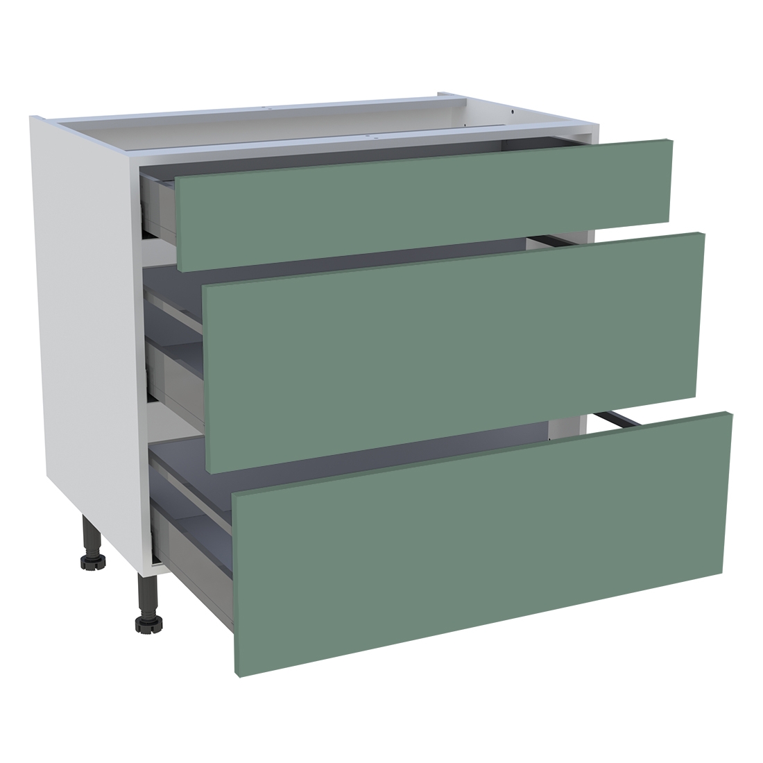 Meuble bas cuisine 1 tiroir, 2 casseroliers H. 87 cm x L. 90 cm - Vert sauge mat