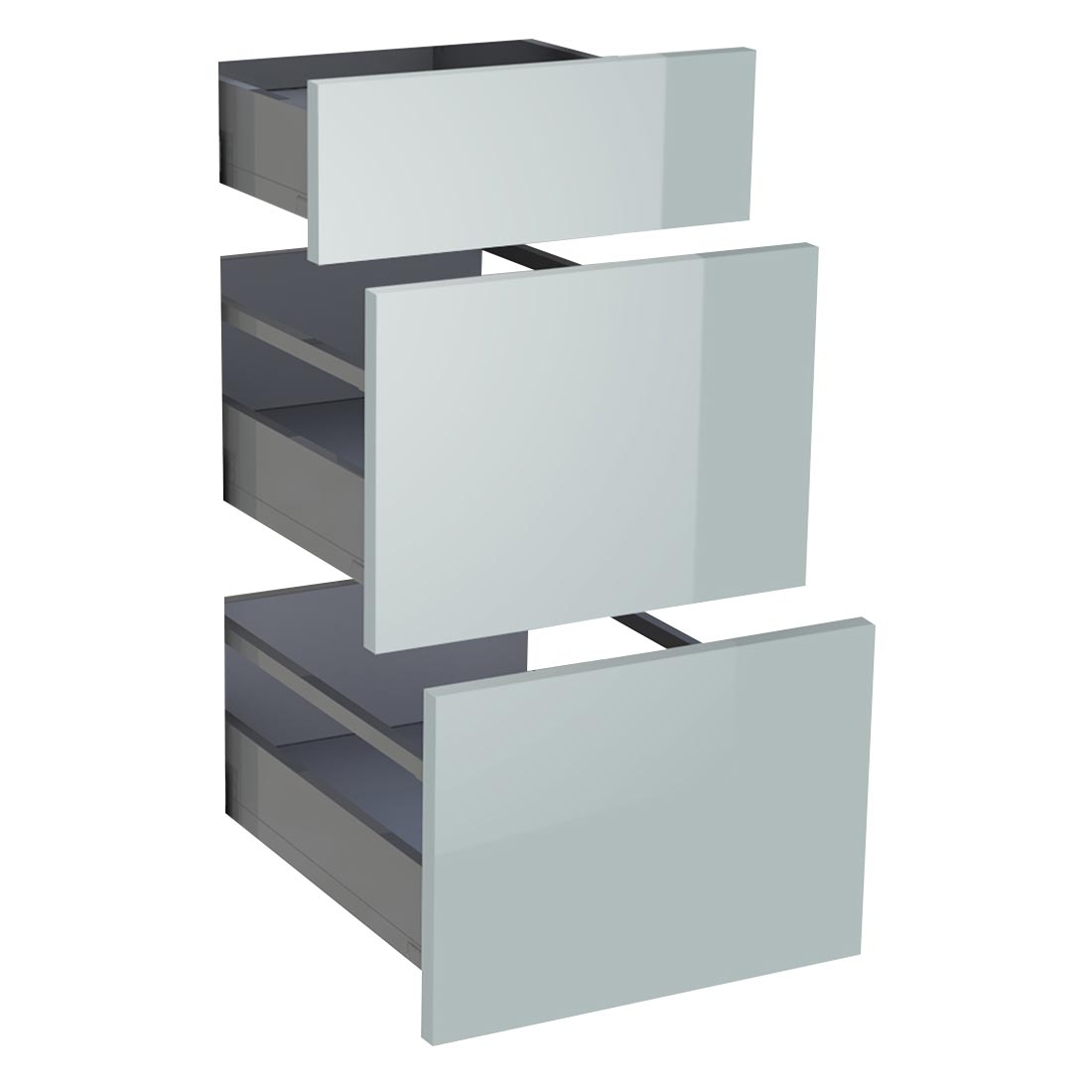 Kit façade meuble cuisine Gris Cendre Brillant 1 tiroir, 2 casseroliers H. 71,7 cm L. 39,7 cm