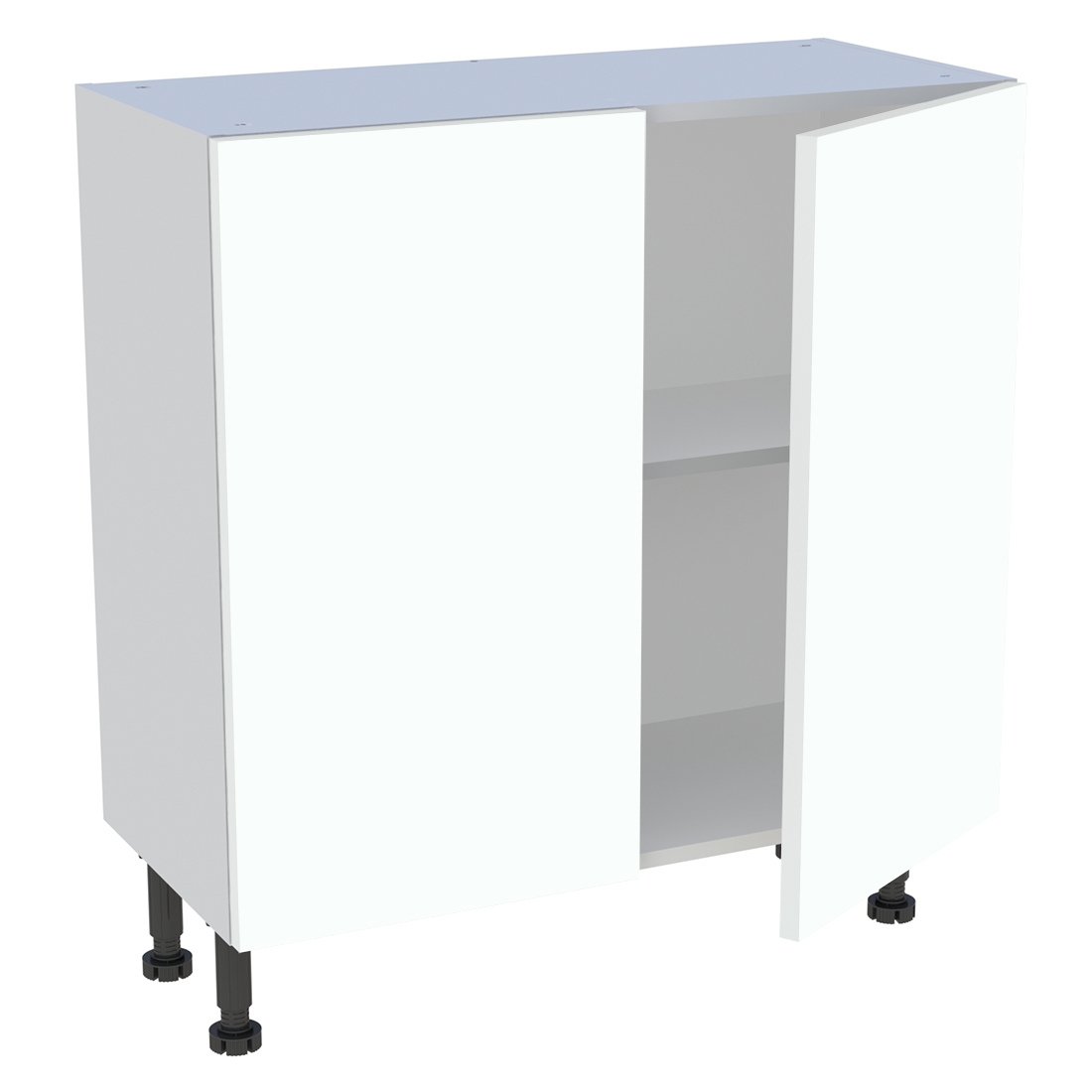 Meuble bas cuisine 2 portes H. 87 cm x L. 80 cm x P. 36,9 cm - Blanc chaud mat
