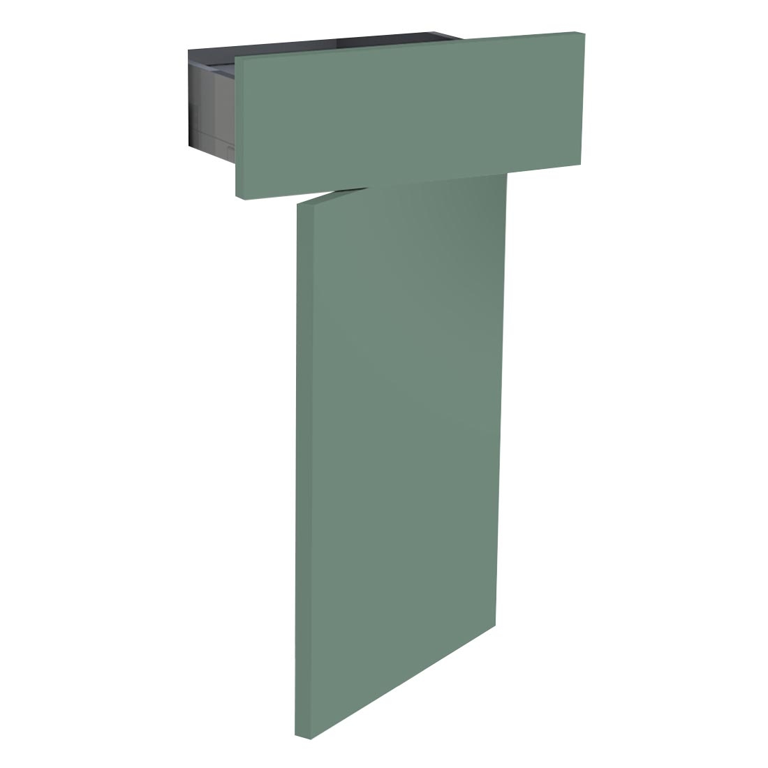 Kit façade meuble cuisine Vert Sauge Mat 1 porte, 1 tiroir H. 71,7 cm L. 39,7 cm