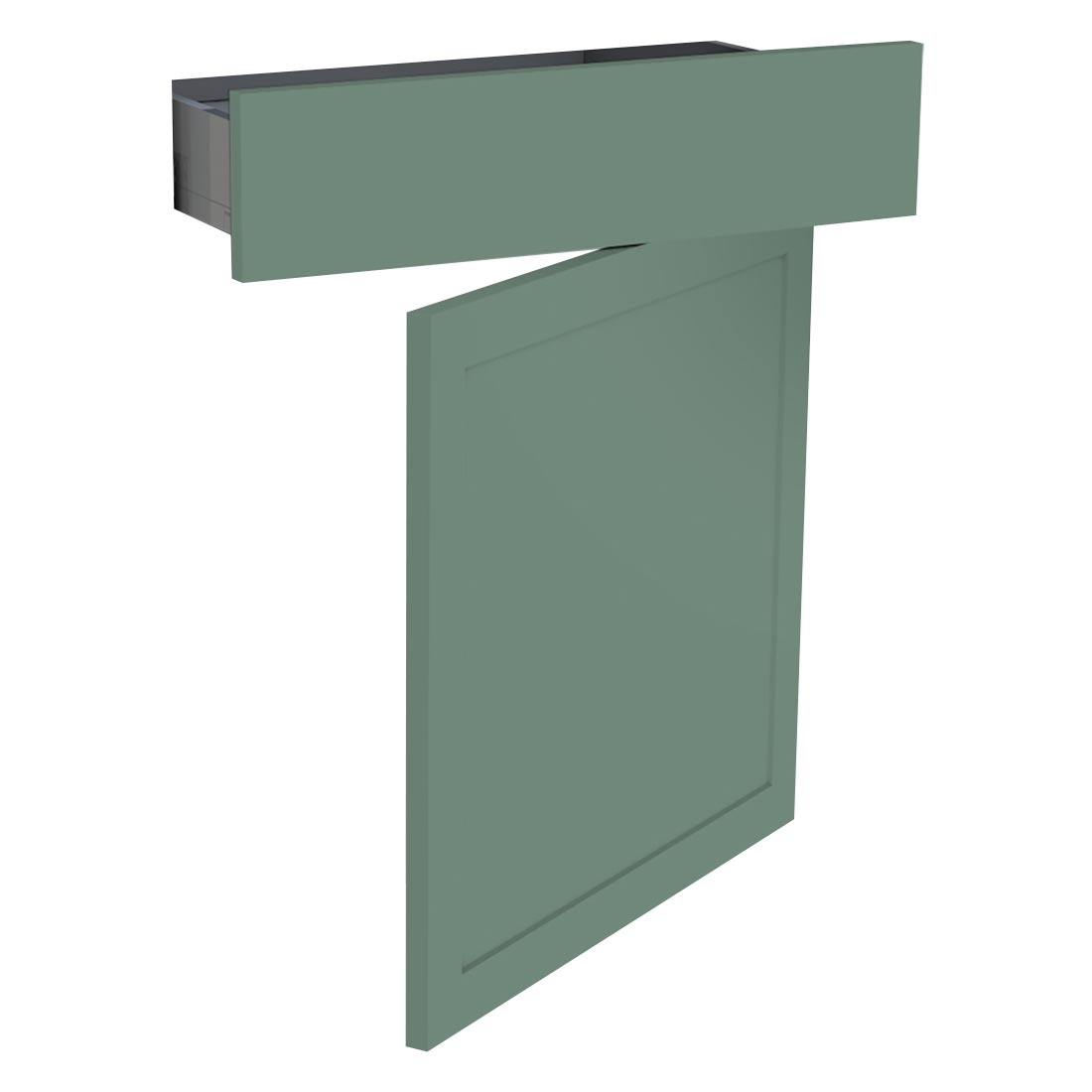 Kit façade meuble cuisine Vert Sauge Cadre 1 porte, 1 tiroir H. 71,7 cm L. 59,7 cm
