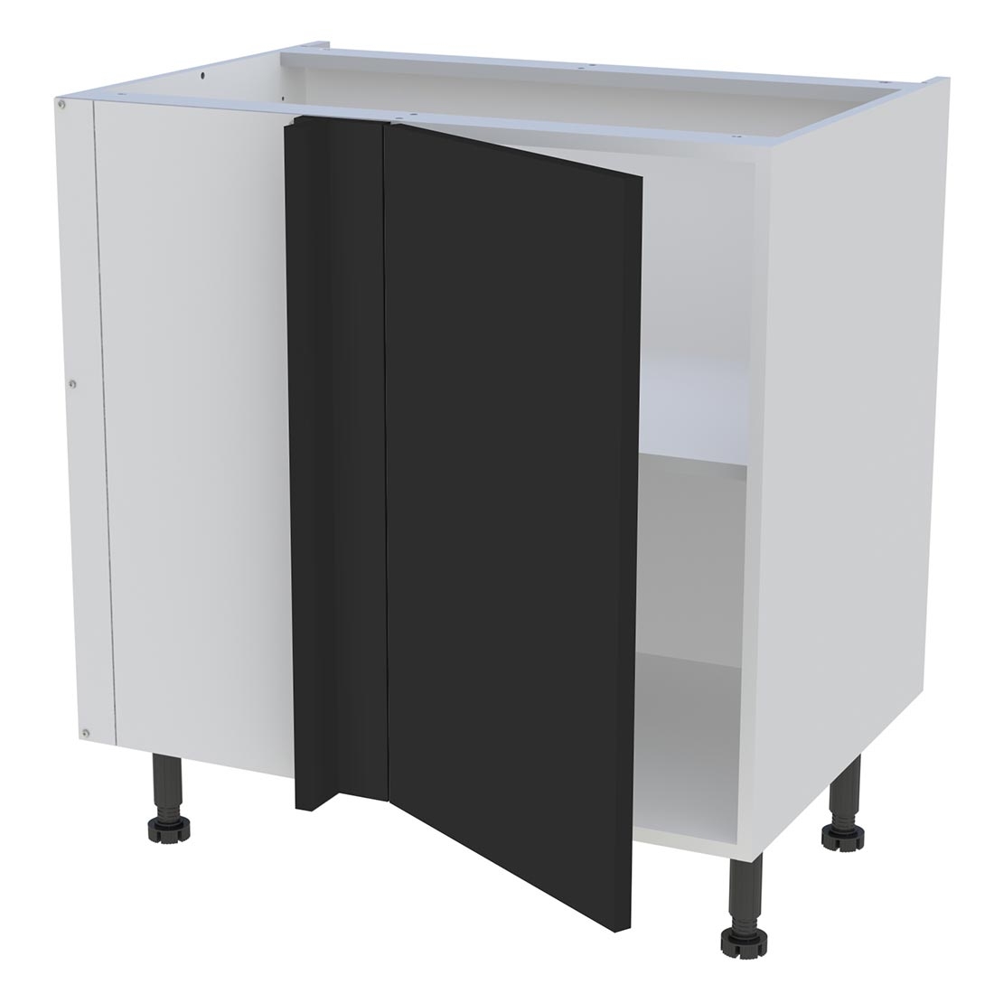 Meuble bas d'angle cuisine 1 porte H. 87 cm x L. 80 cm - Noir mat