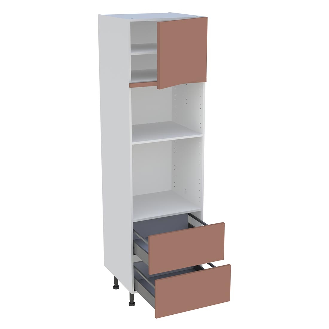 Colonne cuisine 1 porte, 2 casseroliers H. 216,6 cm x L. 60 cm - Terracotta mat