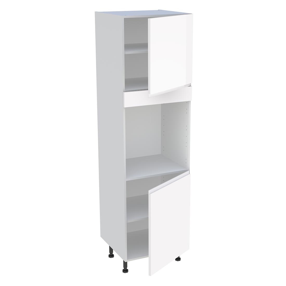 Colonne cuisine 2 portes H. 216,6 cm x L. 60 cm - CF2P - Blanc brillant sans poignée