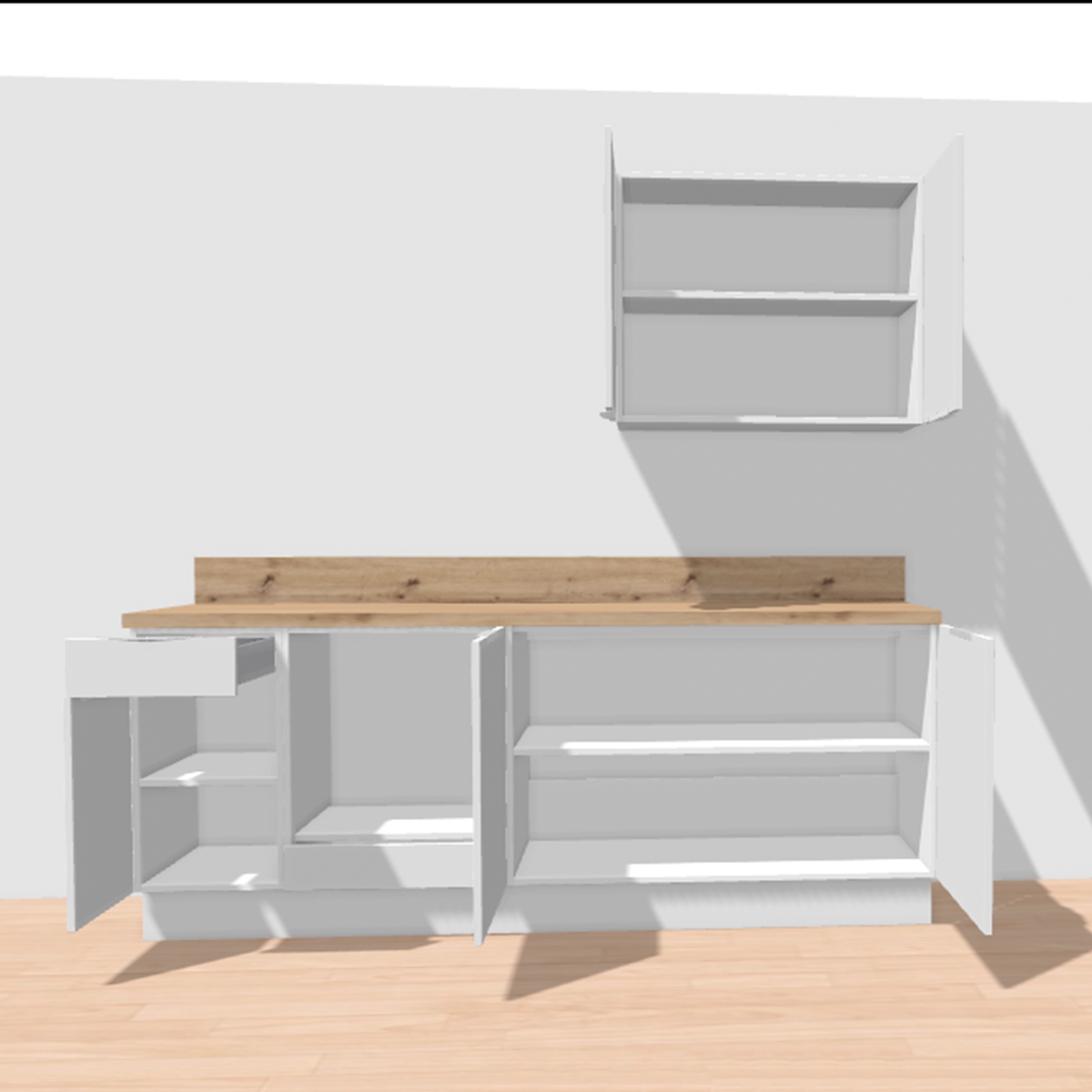 Cuisine complète Bois et Blanc mat 220 cm