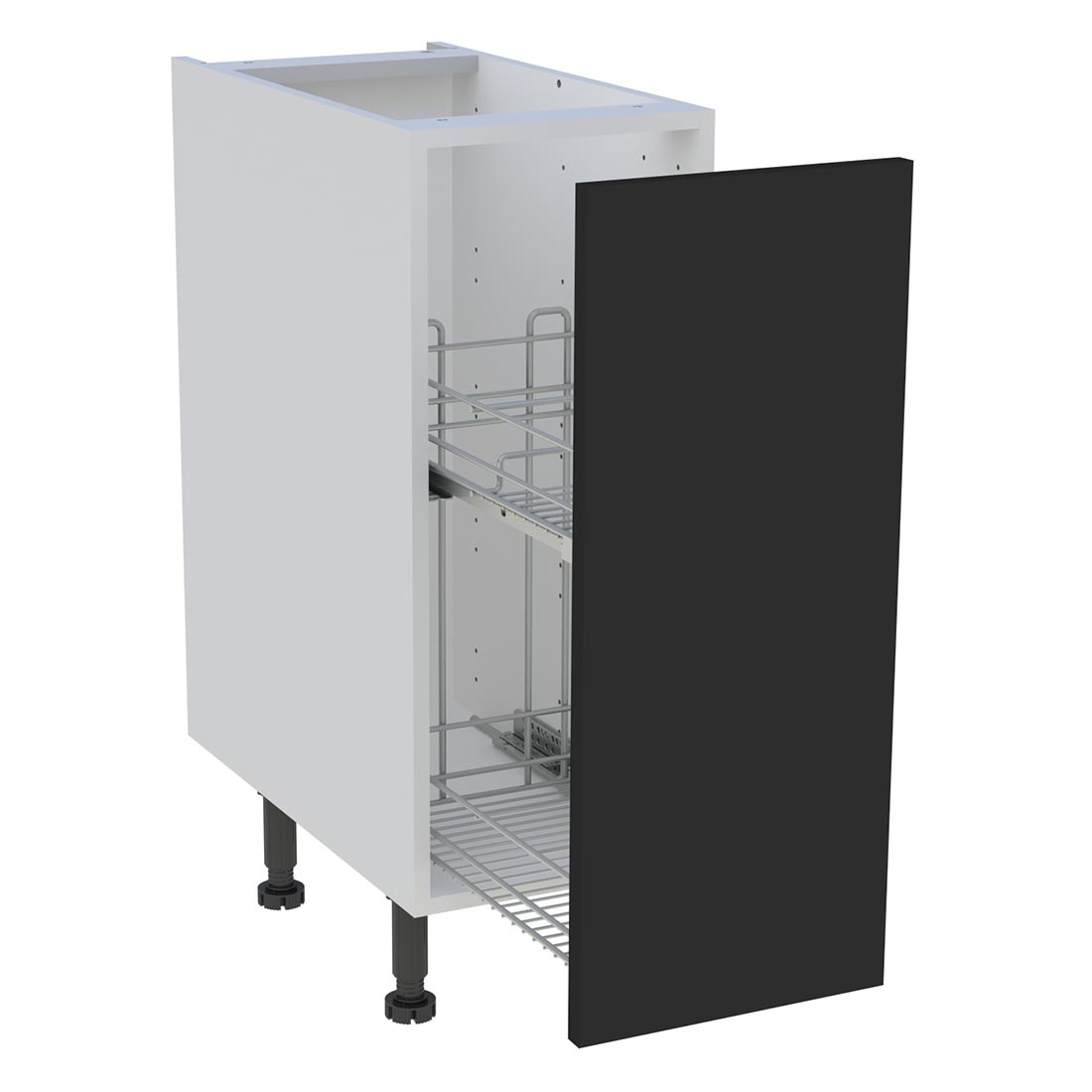 Meuble bas cuisine 1 coffre H. 87 cm x L. 30 cm - Noir mat