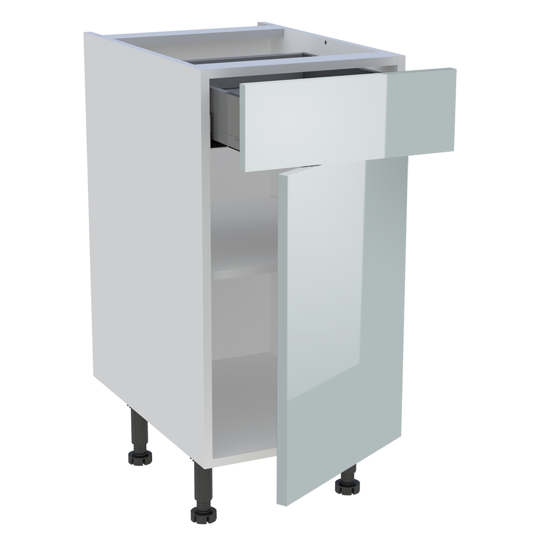 Meuble bas cuisine 1 porte, 1 tiroir H. 87 cm x L. 40 cm - Gris cendre brillant