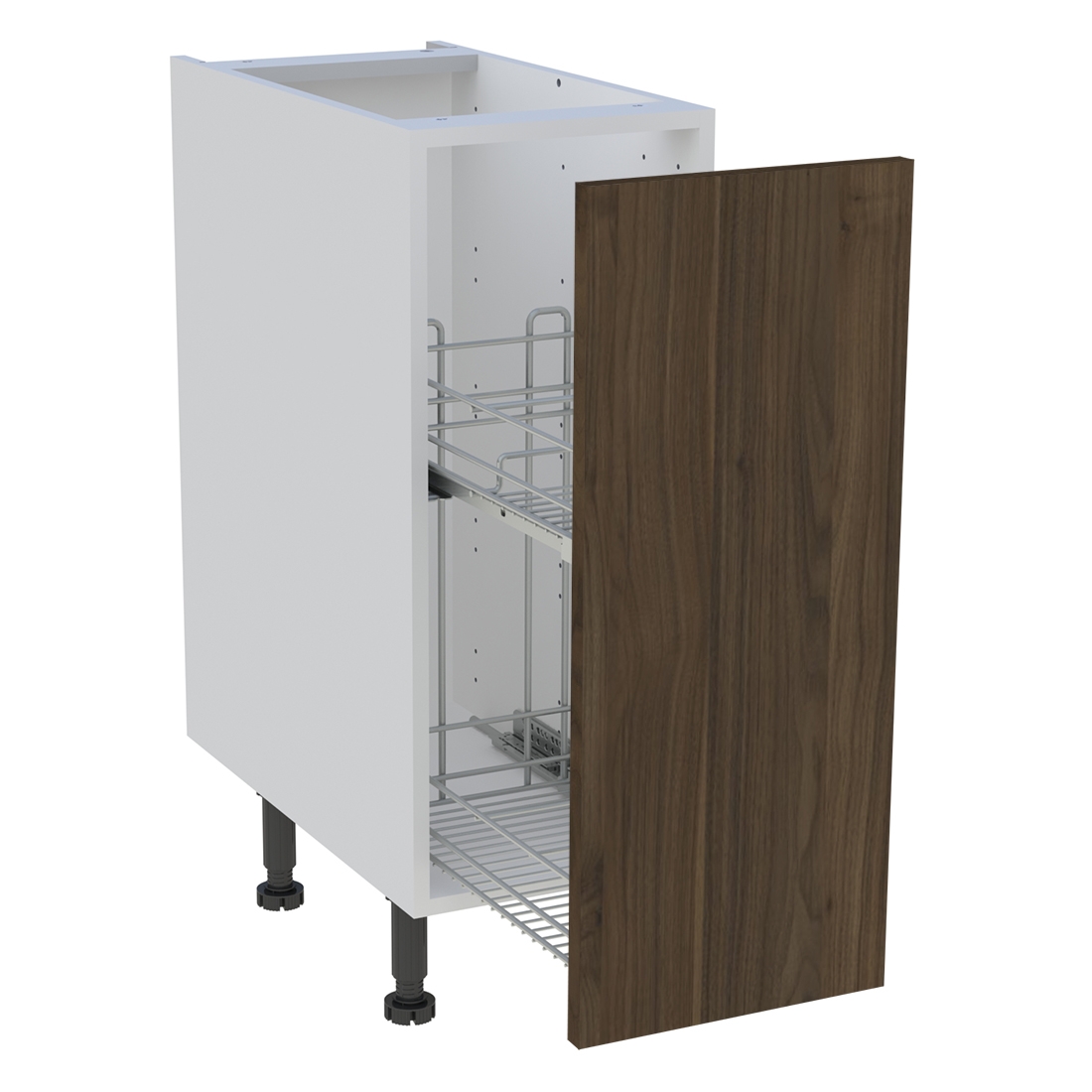 Meuble bas cuisine 1 coffre H. 87 cm x L. 30 cm - Noyer foncé