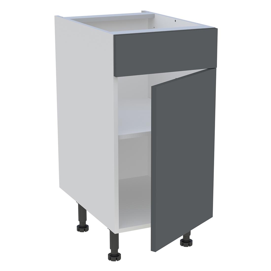 Meuble bas cuisine 1 porte, 1 faux tiroir H. 87 cm x L. 40 cm - Gris ardoise mat