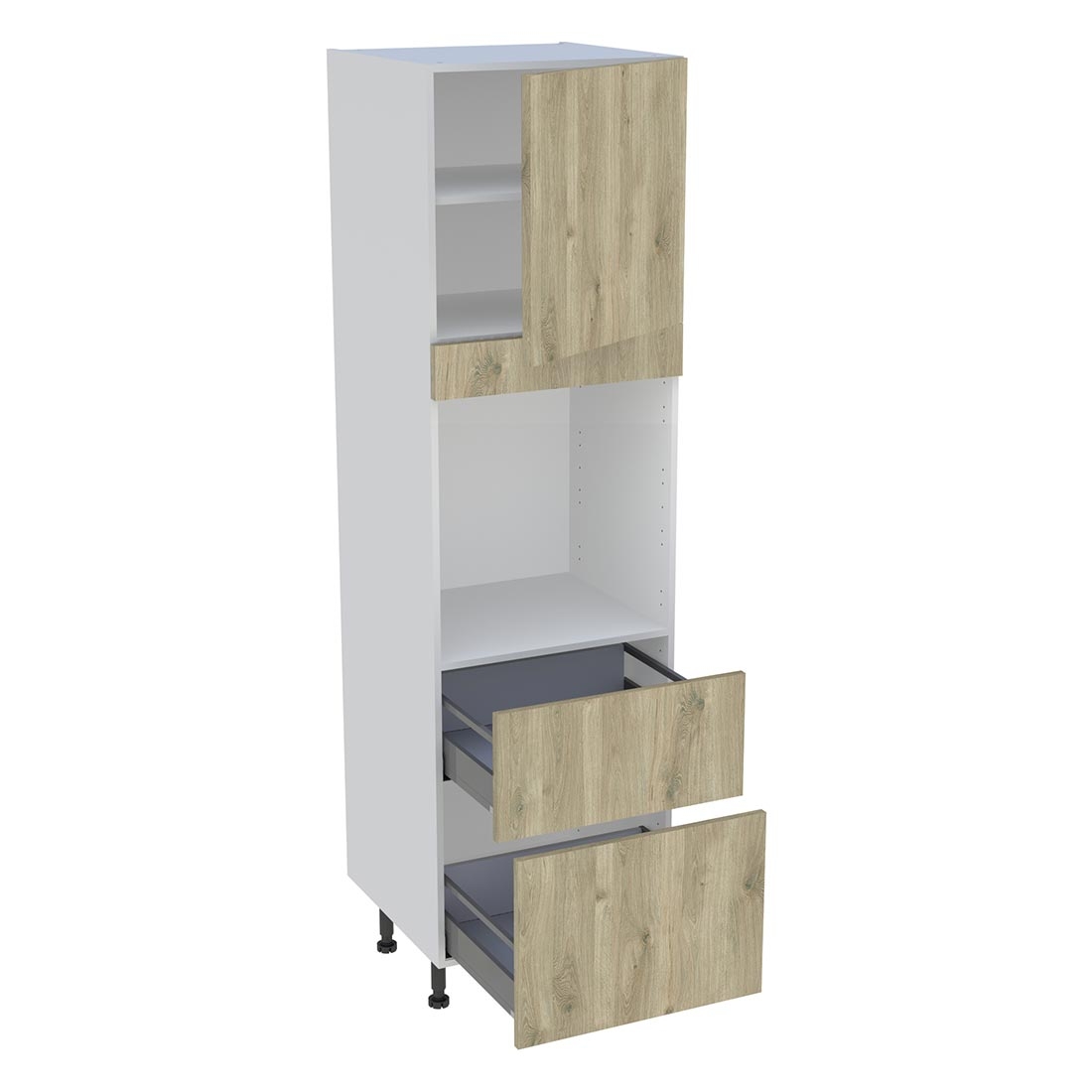 Colonne cuisine 1 porte, 2 casseroliers H. 216,6 cm x L. 60 cm - CF1P2C60 - Chêne doré