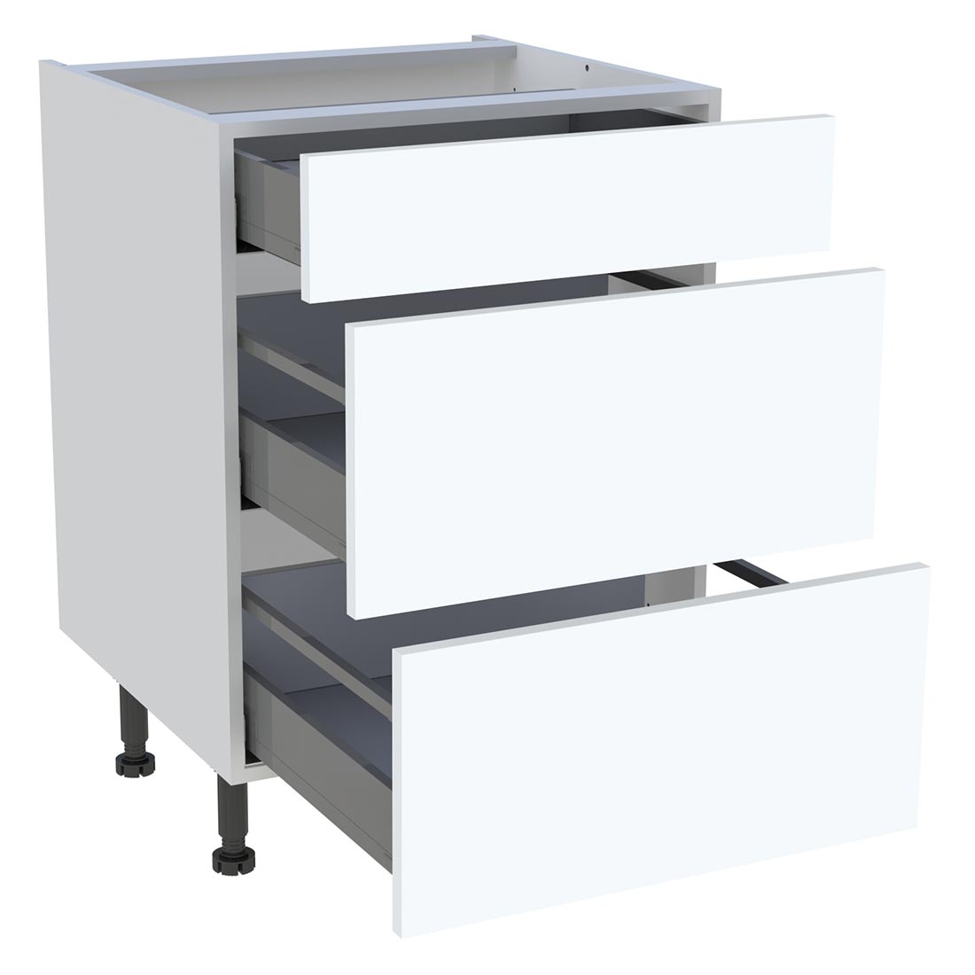 Meuble bas cuisine 1 tiroir, 2 casseroliers H. 87 cm x L. 60 cm - Blanc mat