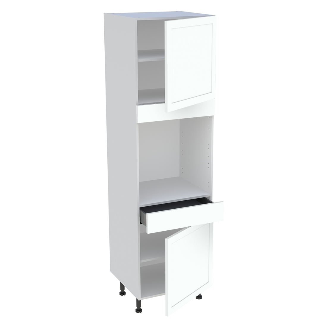 Colonne cuisine 2 portes, 1 tiroir H. 216,6 cm x L. 60 cm - Blanc cadre