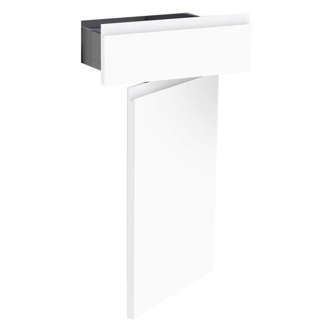 Kit façade meuble cuisine Blanc Mat Sans Poignée 1 porte, 1 tiroir H. 71,7 cm L. 39,7 cm
