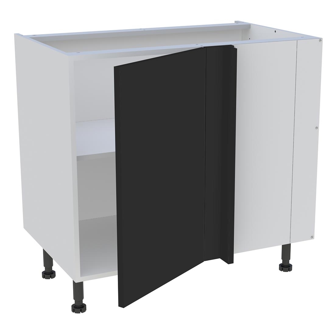 Meuble bas d'angle cuisine 1 porte H. 87 cm x L. 90 cm - Noir mat