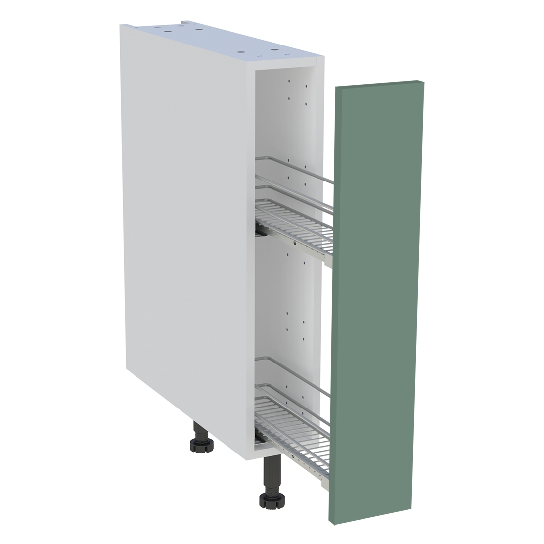 Meuble bas cuisine 1 coffre H. 87 cm x L. 15 cm - Vert sauge cadre