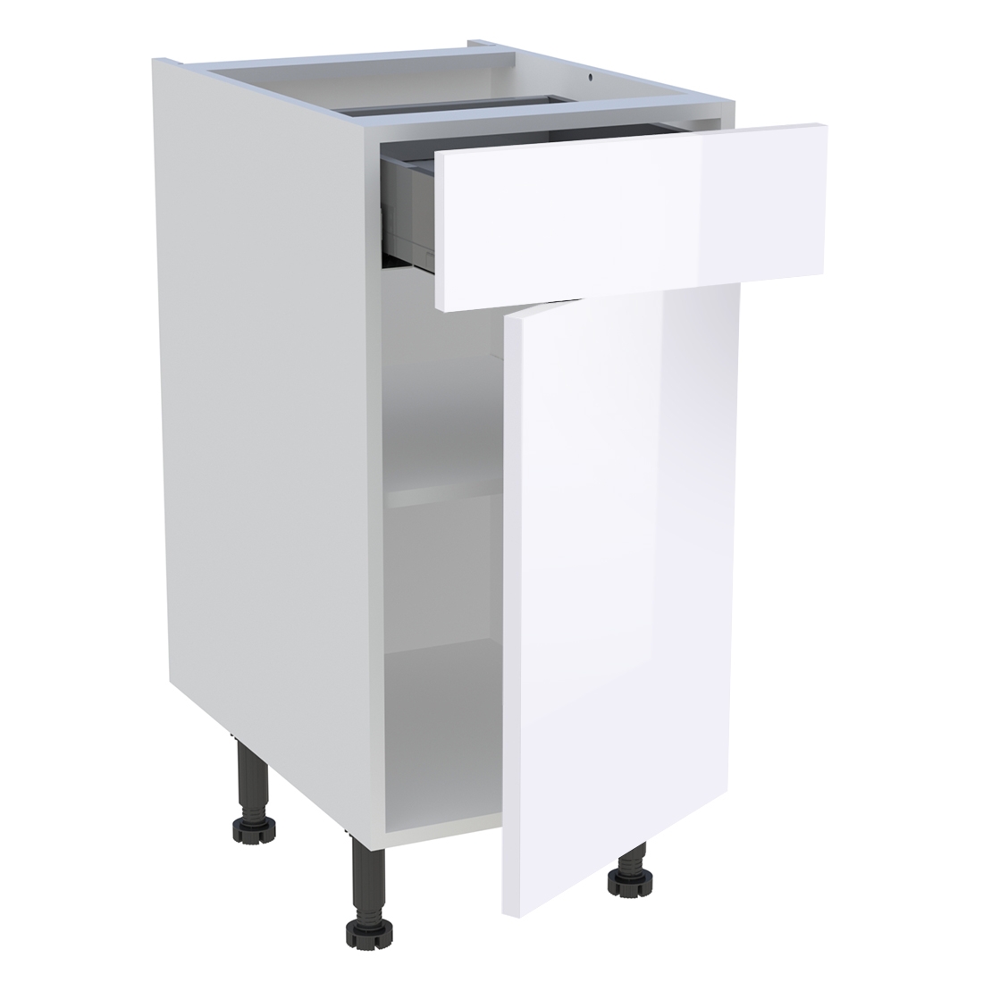 Meuble bas cuisine 1 porte, 1 tiroir H. 87 cm x L. 40 cm - Blanc brillant