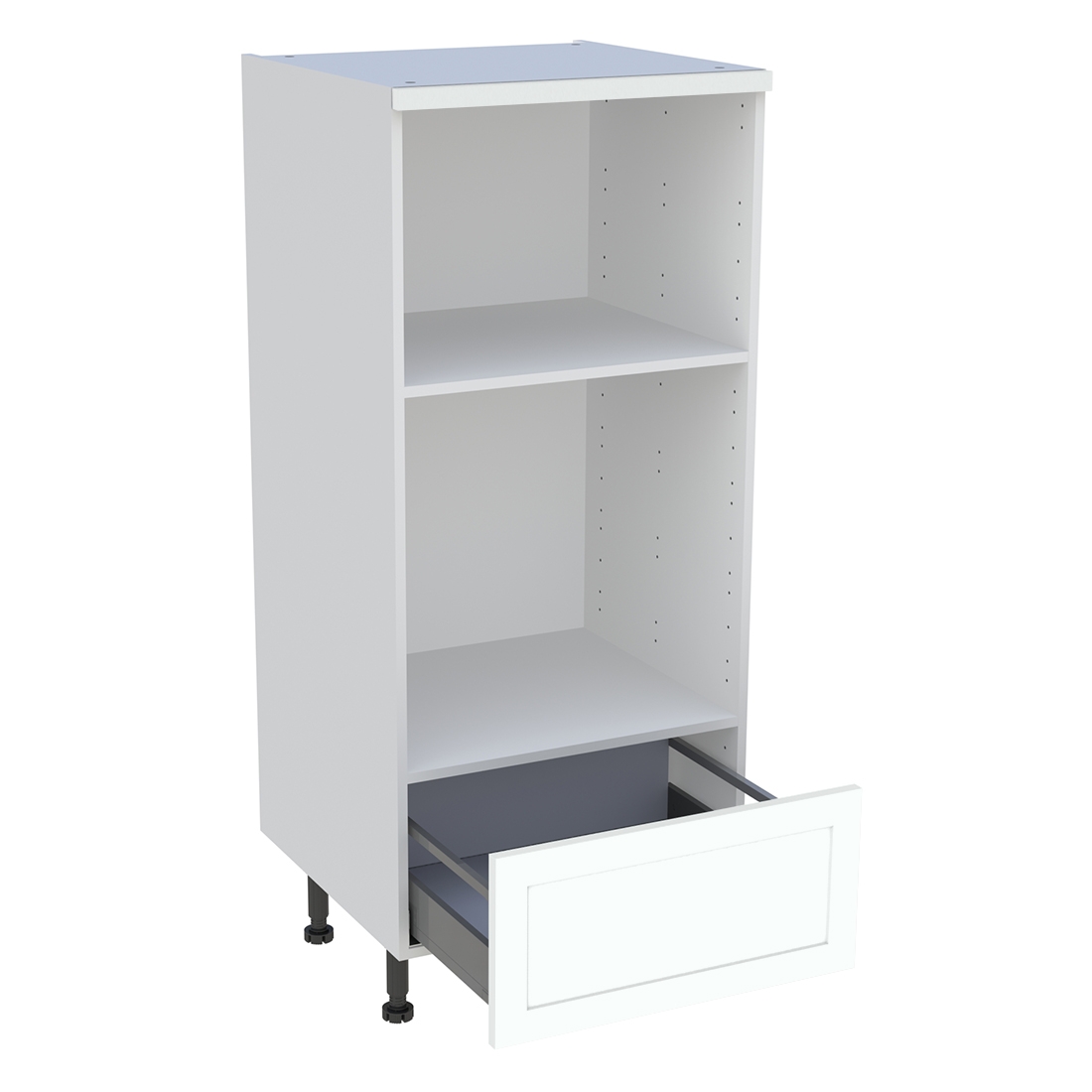 Demi colonne cuisine 1 casserolier H. 129,6 cm x L. 60 cm - Blanc cadre