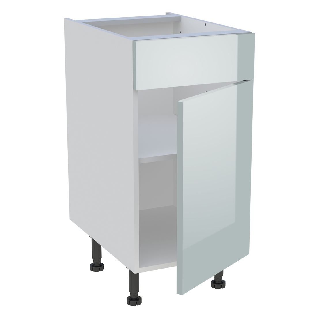 Meuble bas cuisine 1 porte, 1 faux tiroir H. 87 cm x L. 40 cm - Gris cendre brillant