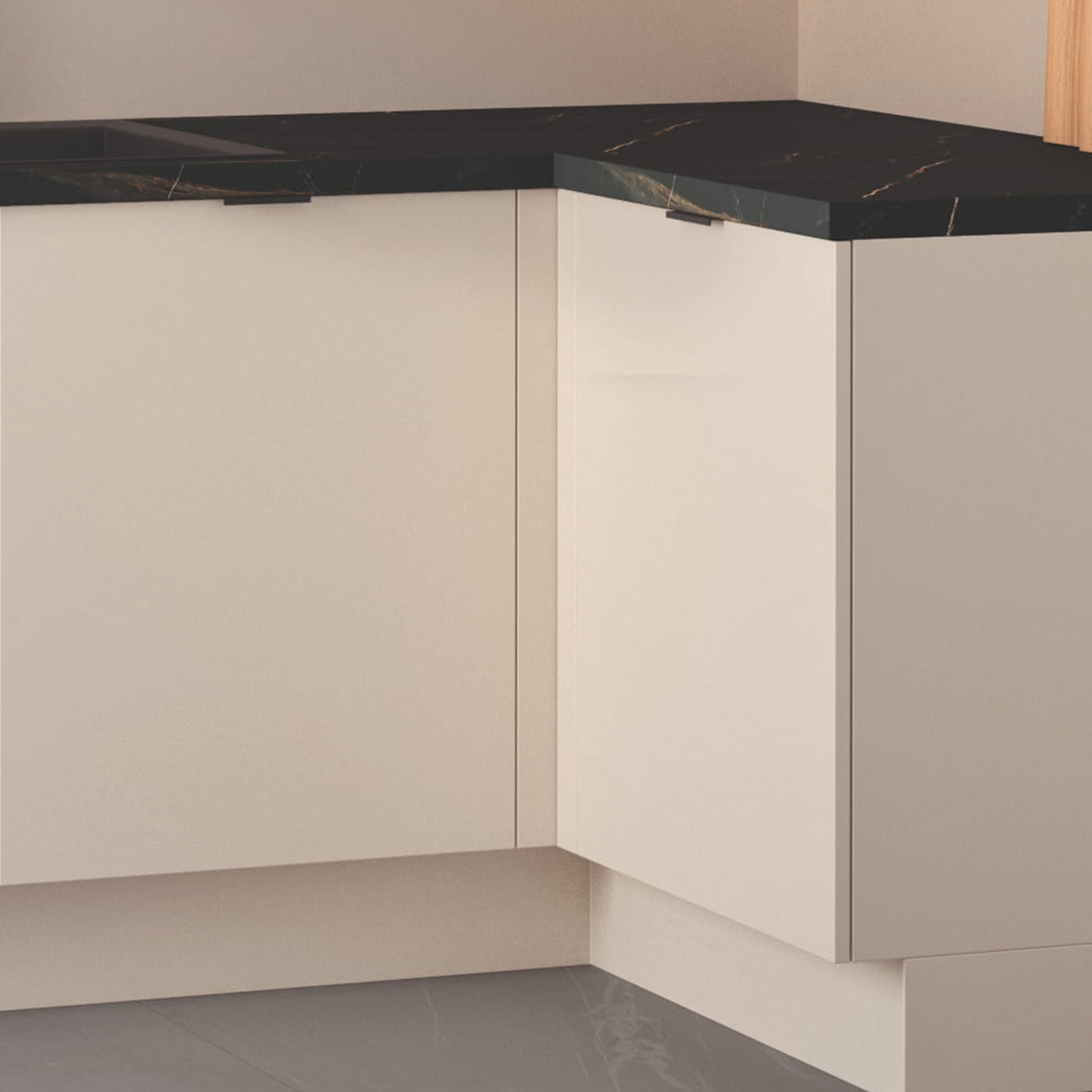 Cuisine complète en angle Lin et Terracotta mat 280 cm