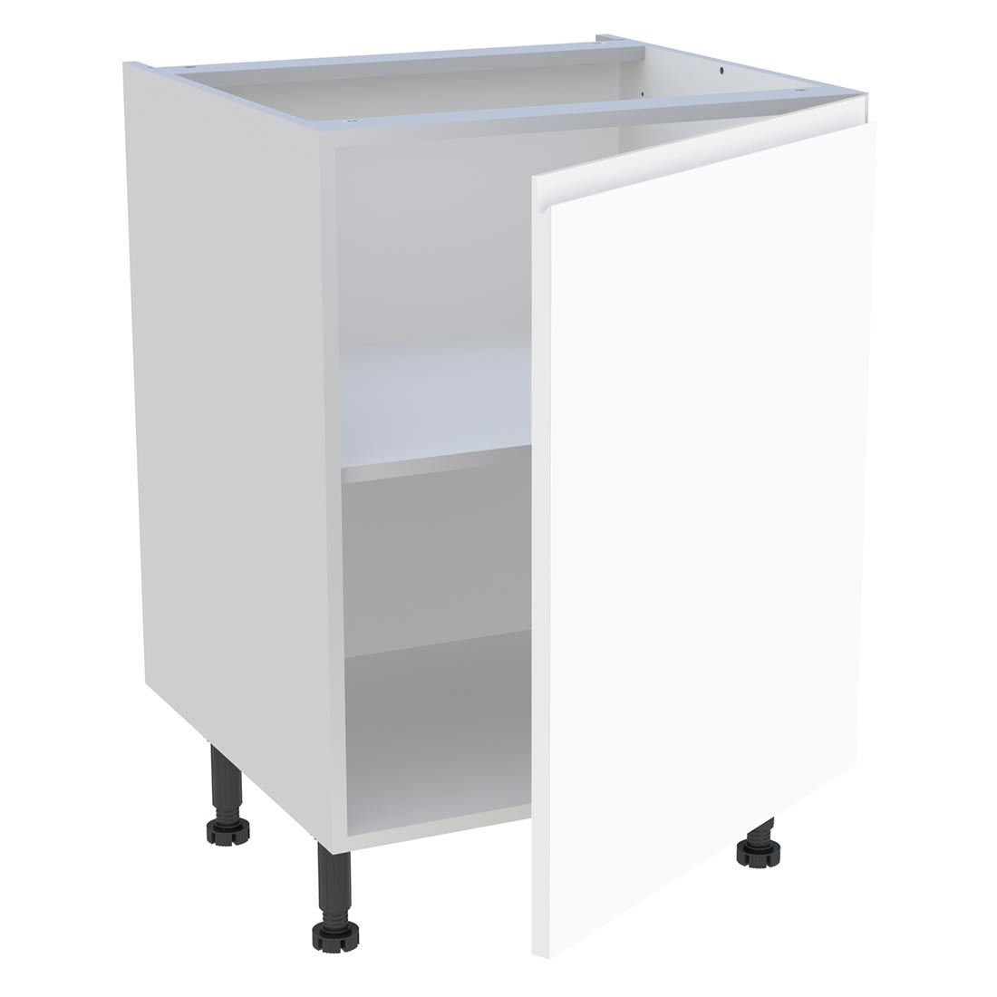 Meuble bas cuisine 1 porte H. 87 cm x L. 60 cm - Blanc mat sans poignée