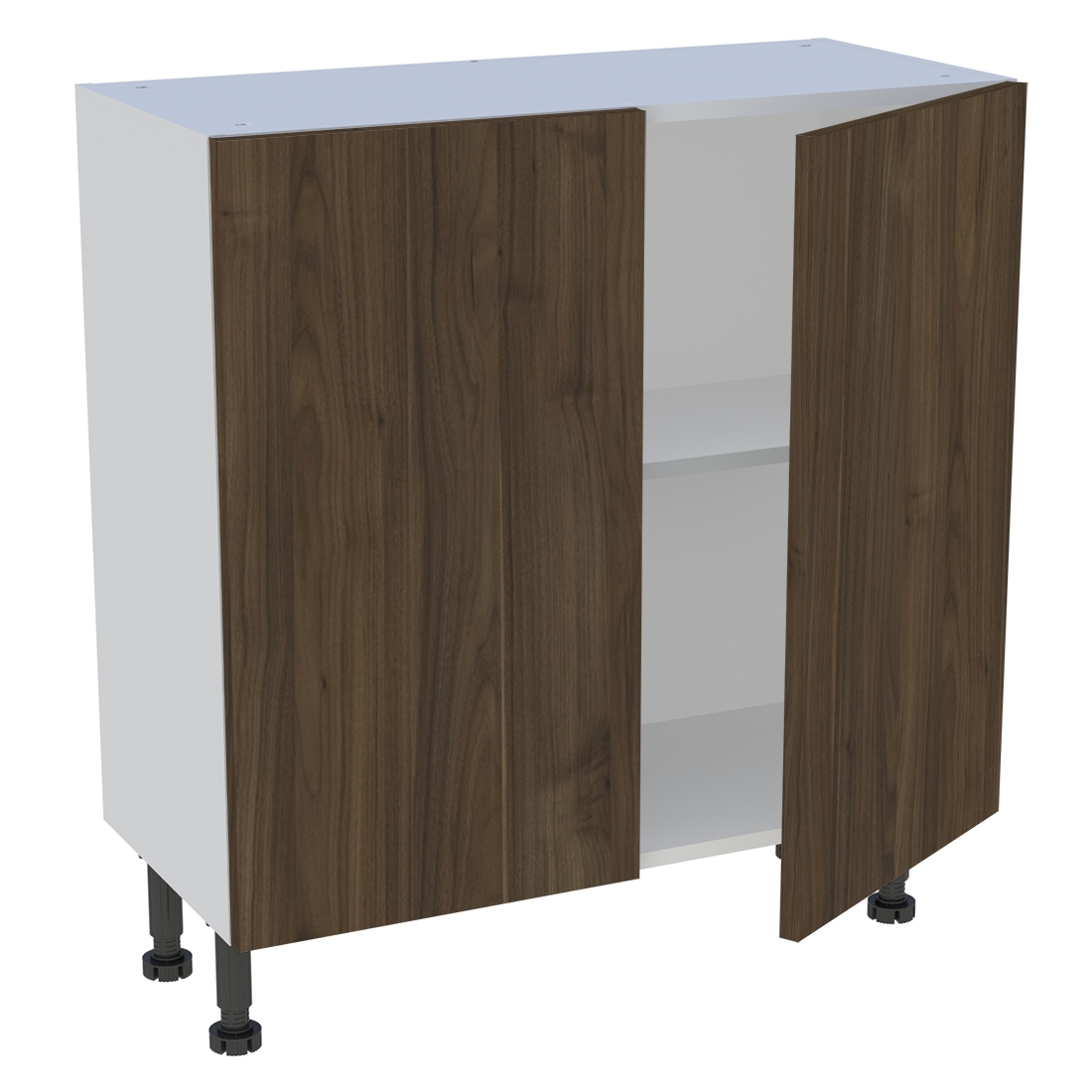Meuble bas cuisine 2 portes H. 87 cm x L. 80 cm x P. 36,9 cm - Noyer foncé