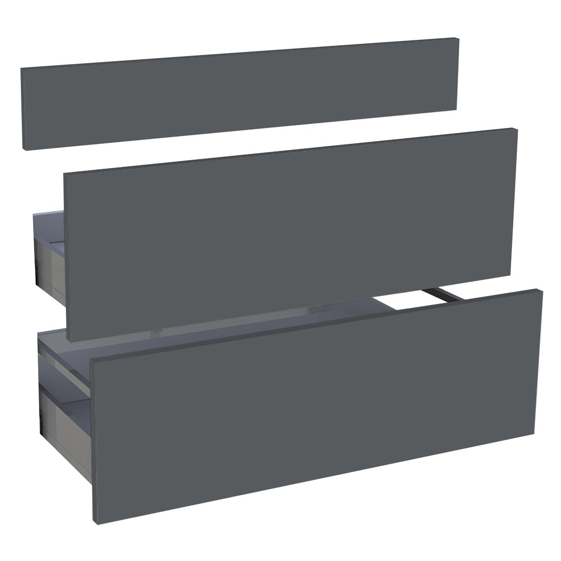 Kit façade meuble cuisine Gris Ardoise Mat 1 faux tiroir, 2 casseroliers H. 71,7 cm L. 89,7 cm