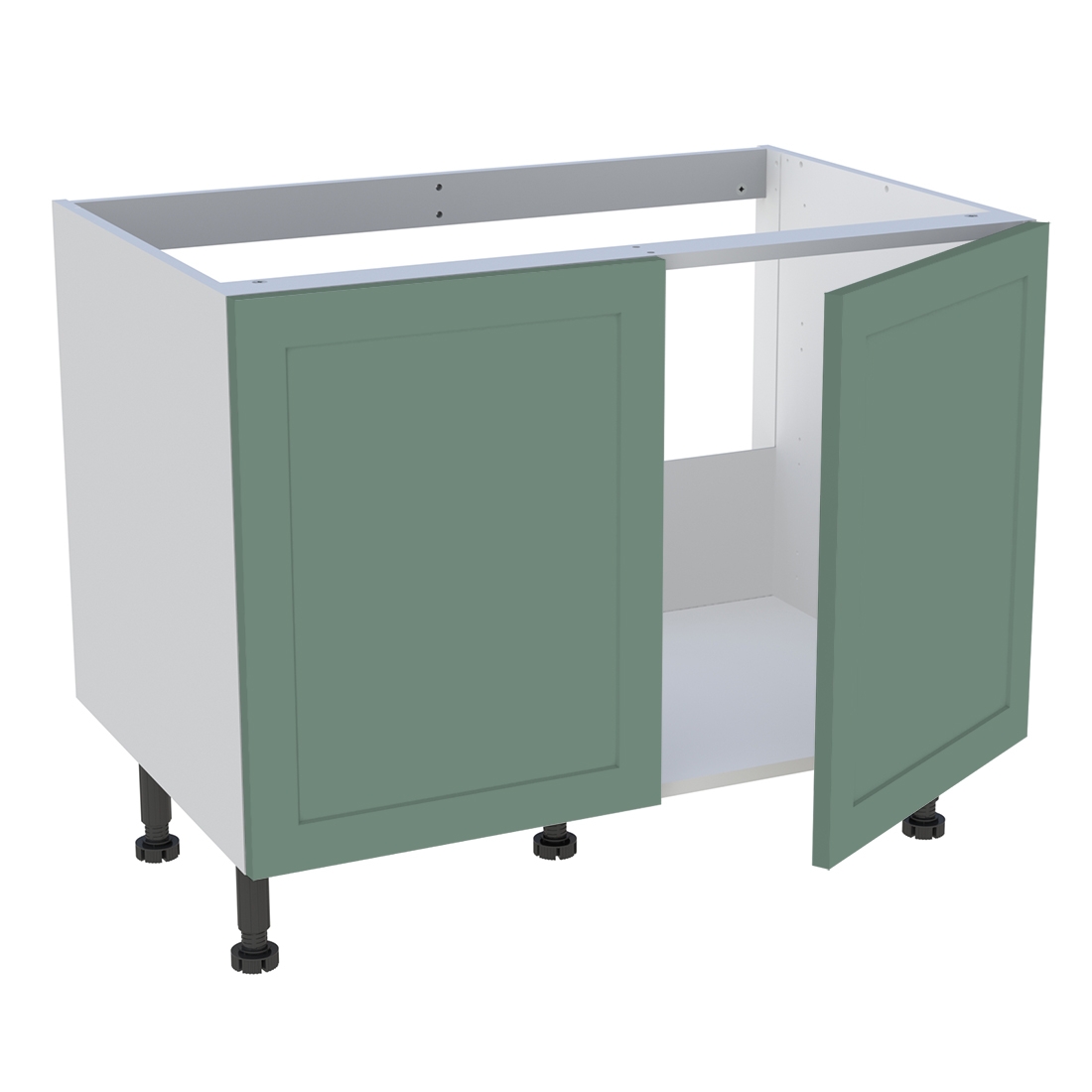 Meuble bas cuisine 2 portes pour évier timbre H. 72,6 cm x L. 90 cm  - Vert sauge cadre